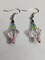 Pink and green dangle earrings with blue accent on fish hook ear wire product 2